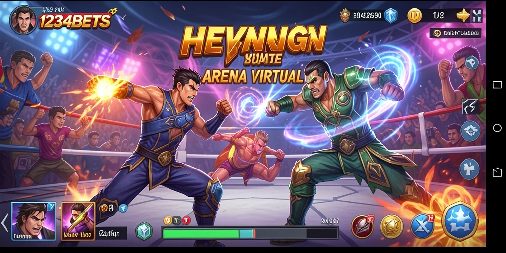 Screenshot menampilkan pertarungan intens di game Fighting 1234BETS.