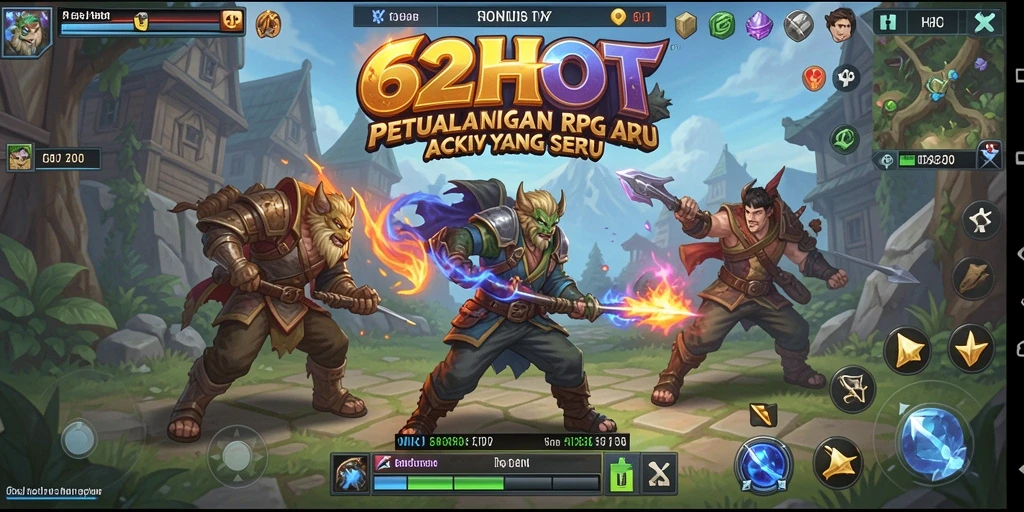 Tangkapan layar menampilkan pertarungan epik dalam game ARPG 62HOT.