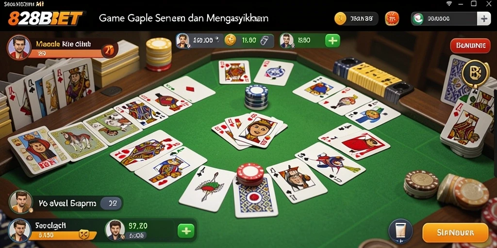 Tampilan gameplay Gaple yang seru dan interaktif di 828BET.