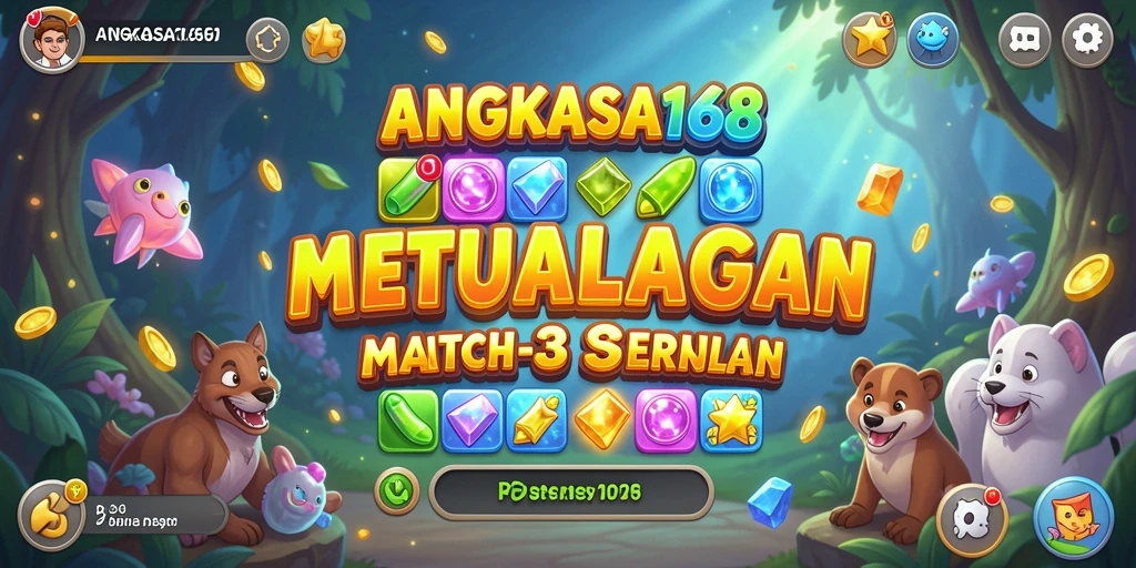 Tangkapan layar gameplay <strong>ANGKASA168</strong> menampilkan aksi Match-3 yang seru.