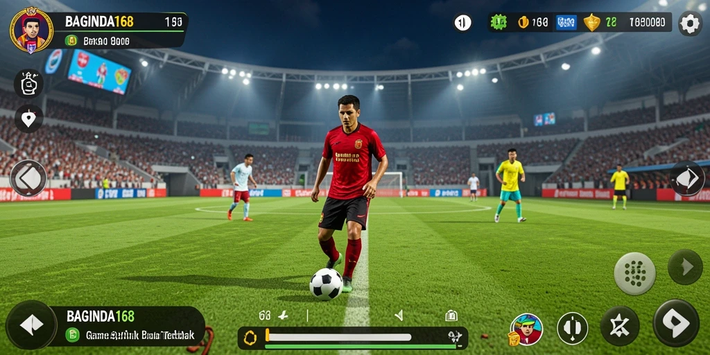 Tampilan gameplay <strong>BAGINDA168</strong> dengan aksi seru di lapangan hijau.