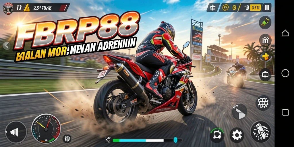 Screenshot FBRP88 menunjukkan aksi balapan motor yang mendebarkan.