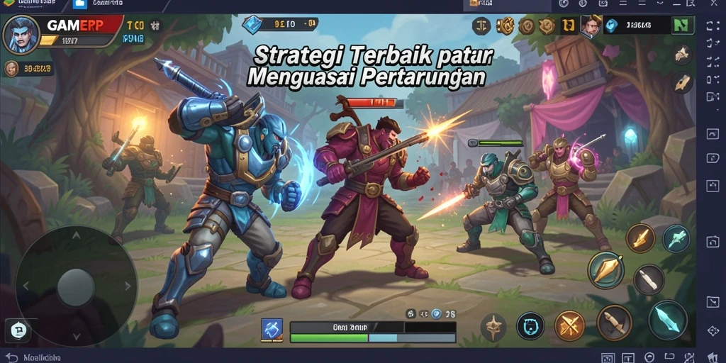 Tampilan gameplay <strong>GAMERP</strong> dalam pertempuran strategis yang intens.