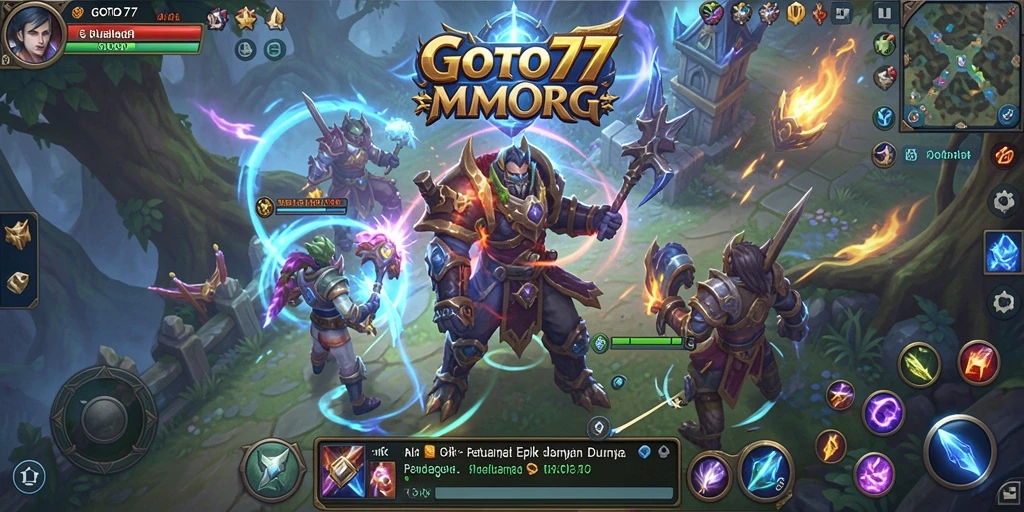 Screenshot gameplay GOTO77 yang menunjukkan adegan pertempuran seru.