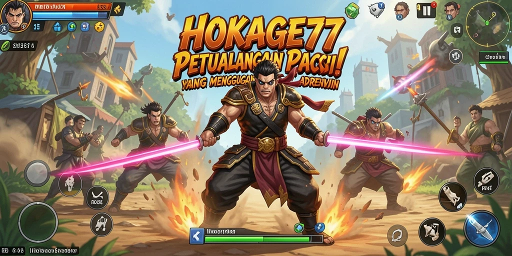 Tampilan aksi seru dari gameplay HOKAGE77 dengan berbagai karakter.
