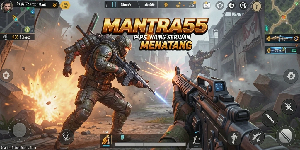 Tangkapan layar gameplay MANTRA55 yang intens dan menarik.