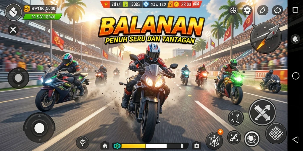 Gameplay seru di RPOK dengan kecepatan dan aksi balapan motor.