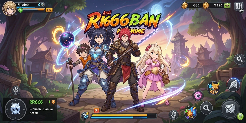 Screenshot dari gameplay RR666 menampilkan pertarungan seru dalam dunia Anime.