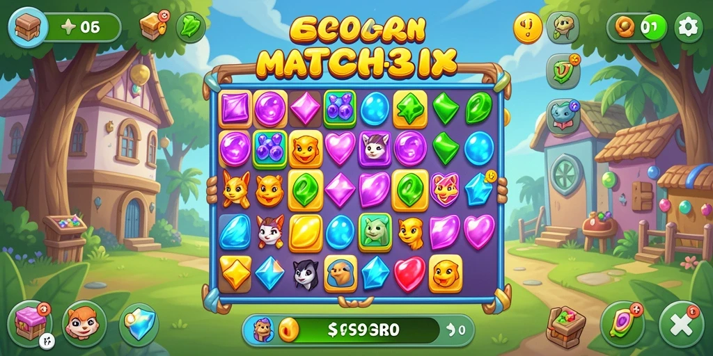 Gameplay seru dalam S9S9 dengan level Match-3 yang menantang.